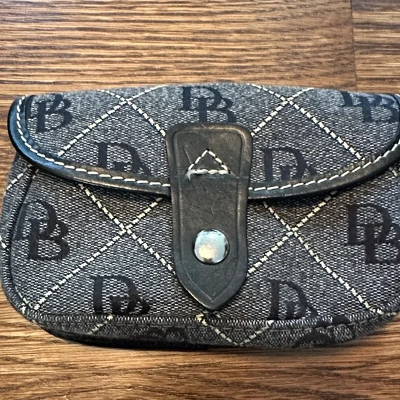 Dooney & Bourke Denim Logo Quilted Wristlet in Gray and Black - Picture 3 of 14